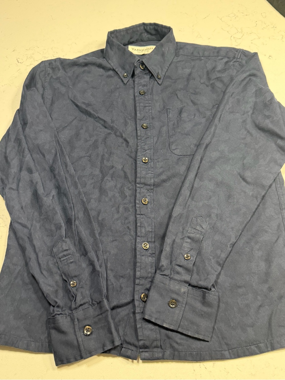 VANQUISH Tokyo Japan Men’s M Navy Long Sleeve Button Down Shirt Japanese